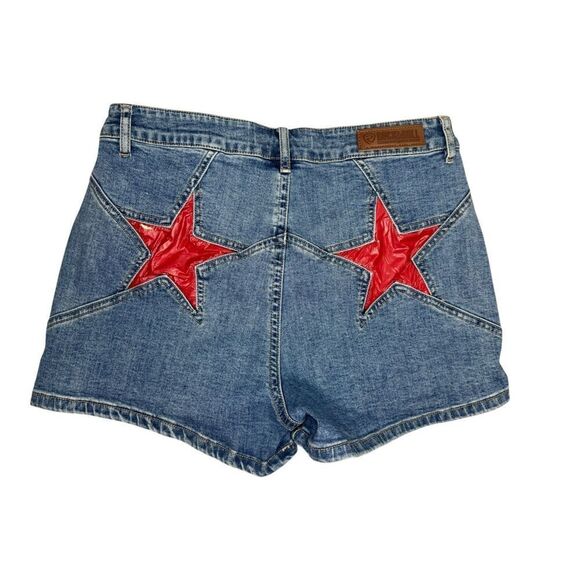Rock & Roll Denim Women’s 31 High Rise Red Star Jean Shorts - Picture 1 of 7